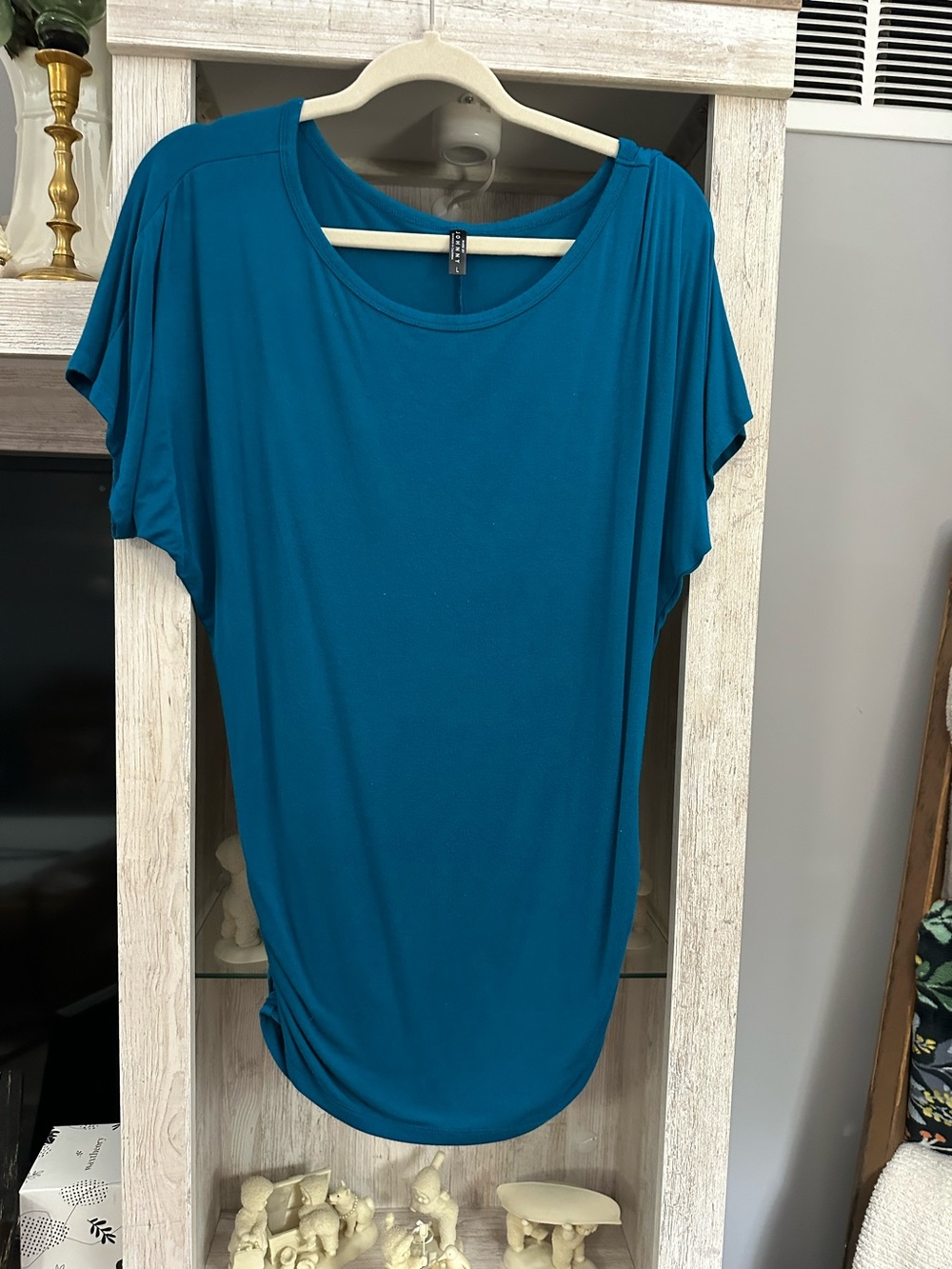Relaxed Teal Short Sleeve Scoop Neck Tee